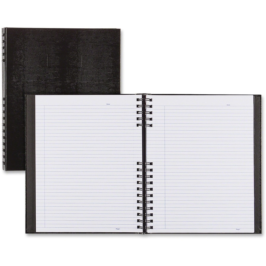 Rediform NotePro Twin - wire Composition Notebook - Letter - 150 Sheets - Twin Wirebound - Letter - 8 1/2" x 11" - 8.50" x 11.6" x 18.9" - White Paper - Black Lizard Cover - Micro Perforated, Self-adhesive, Pocket, Index Sheet, Acid-free, Hard Cover, Archival, Tab, Durable Cover - Recycled - 1 Each
