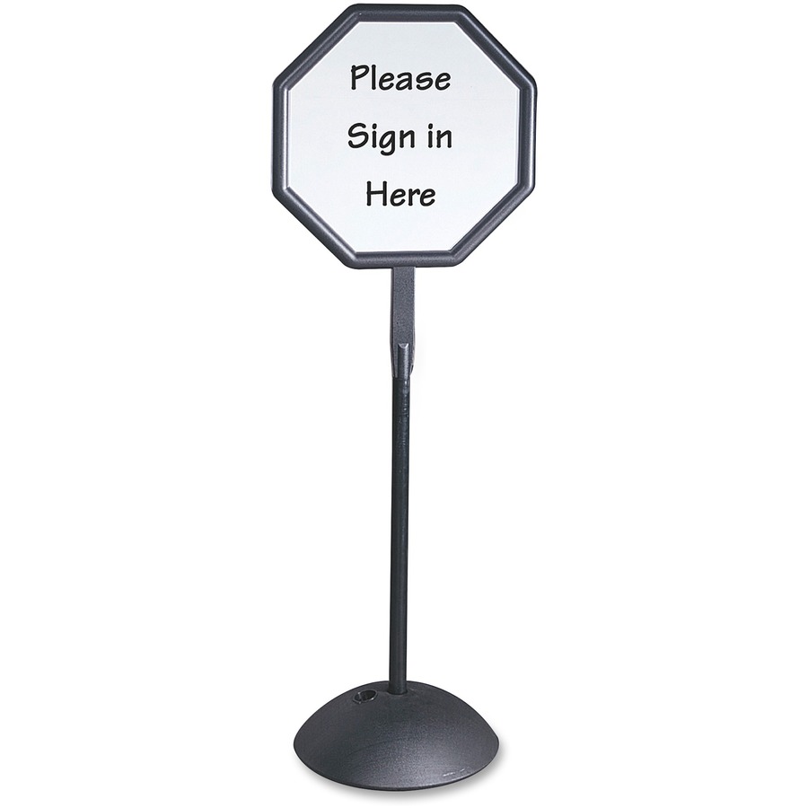 Safco Write Way Dual-sided Directional Sign - 1 Each - 22.5" Width x 65" Height - Octagonal Shape - Both Sides Display, Magnetic, Durable - Steel - Black