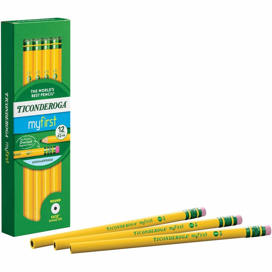 Ticonderoga Beginner Pencil with Eraser - #2 Lead - Yellow Barrel - 1 Dozen