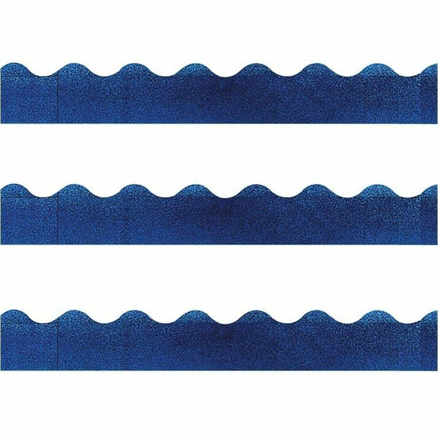 Trend Sparkle Board Trimmers - Rectangle Topped With Waves Shape - Pin-up - 0.10" Height x 2.25" Width x 390" Length - Blue - Paper - 1 / Pack
