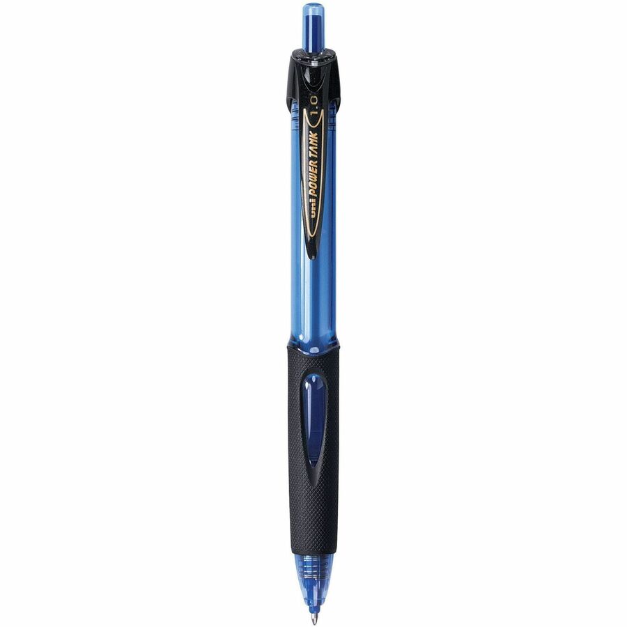 uni® Power Tank Retractable Ballpoint Pens - Medium Marker Point - 1 mm Pen Point Size - Refillable - Retractable - Blue - Blue Barrel - 1 Dozen