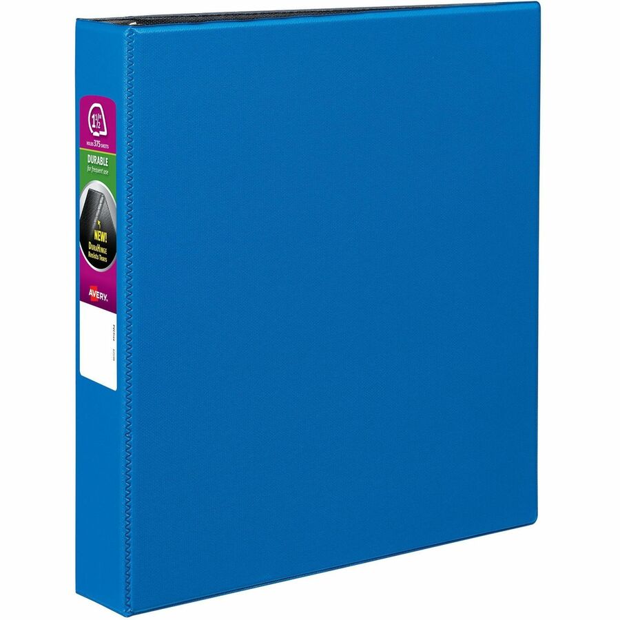 Avery® Durable Binder - DuraHinge - 1 1/2" Binder Capacity - Letter - 8 1/2" x 11" Sheet Size - 375 Sheet Capacity - 3 x Slant D-Ring Fastener(s) - 2 Internal Pocket(s) - Blue - Recycled - Gap-free Ring, Stacked Pocket, Exposed Rivet, Durable - 1 Each