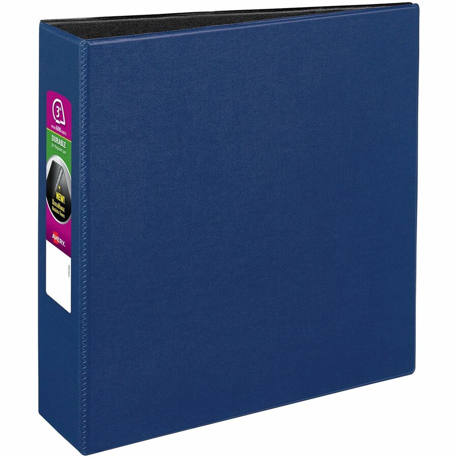Avery® Durable Binder - DuraHinge - 3" Binder Capacity - Letter - 8 1/2" x 11" Sheet Size - 600 Sheet Capacity - 3 x Slant D-Ring Fastener(s) - 2 Internal Pocket(s) - Blue - 1.98 lb - Recycled - Gap-free Ring, Stacked Pocket, Exposed Rivet, Durable - 1 Each