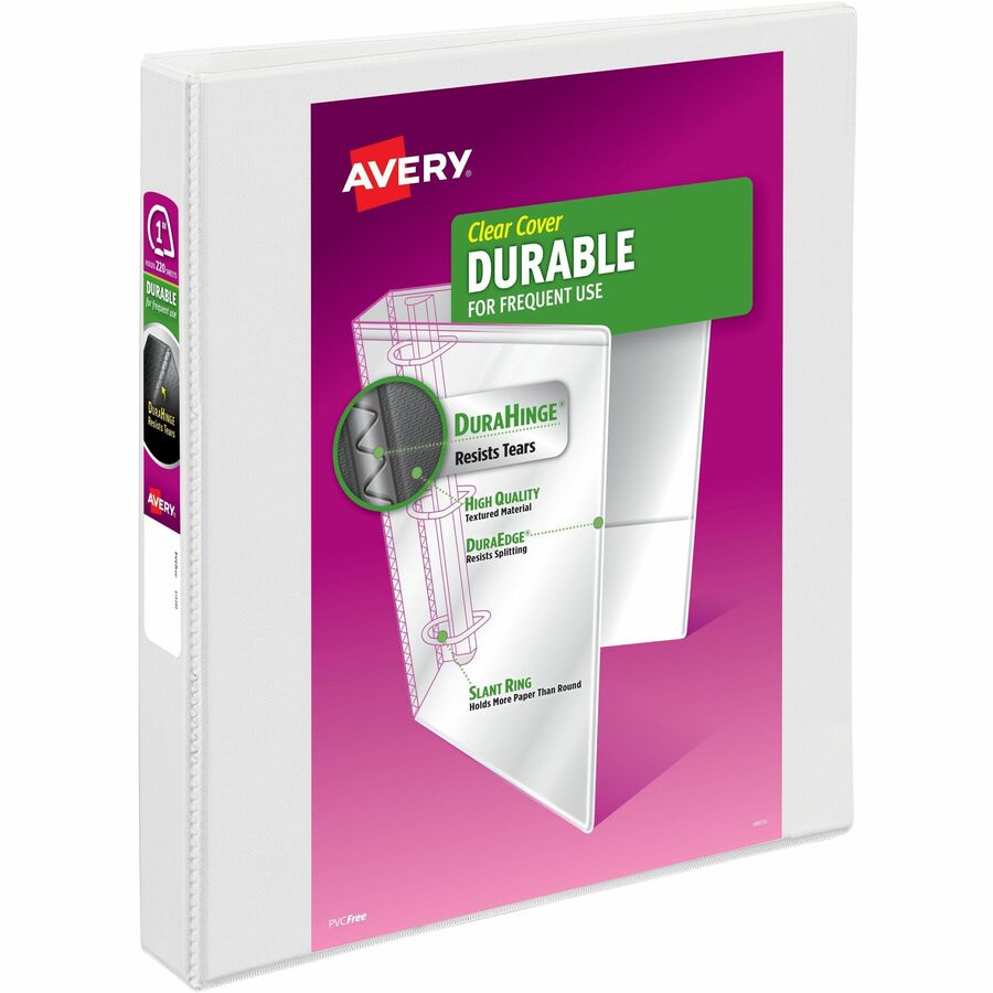 Avery® Durable View 3 Ring Binder - 1" Binder Capacity - Letter - 8 1/2" x 11" Sheet Size - 220 Sheet Capacity - 3 x Slant Ring Fastener(s) - 2 Pocket(s) - Polypropylene - Recycled - Pocket, Durable, Tear Resistant, Flexible, Split Resistant, Sturdy - 1 Each