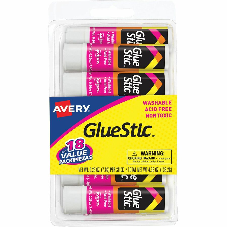 Avery® Glue Stick - 0.26 oz - 18 / Pack - White