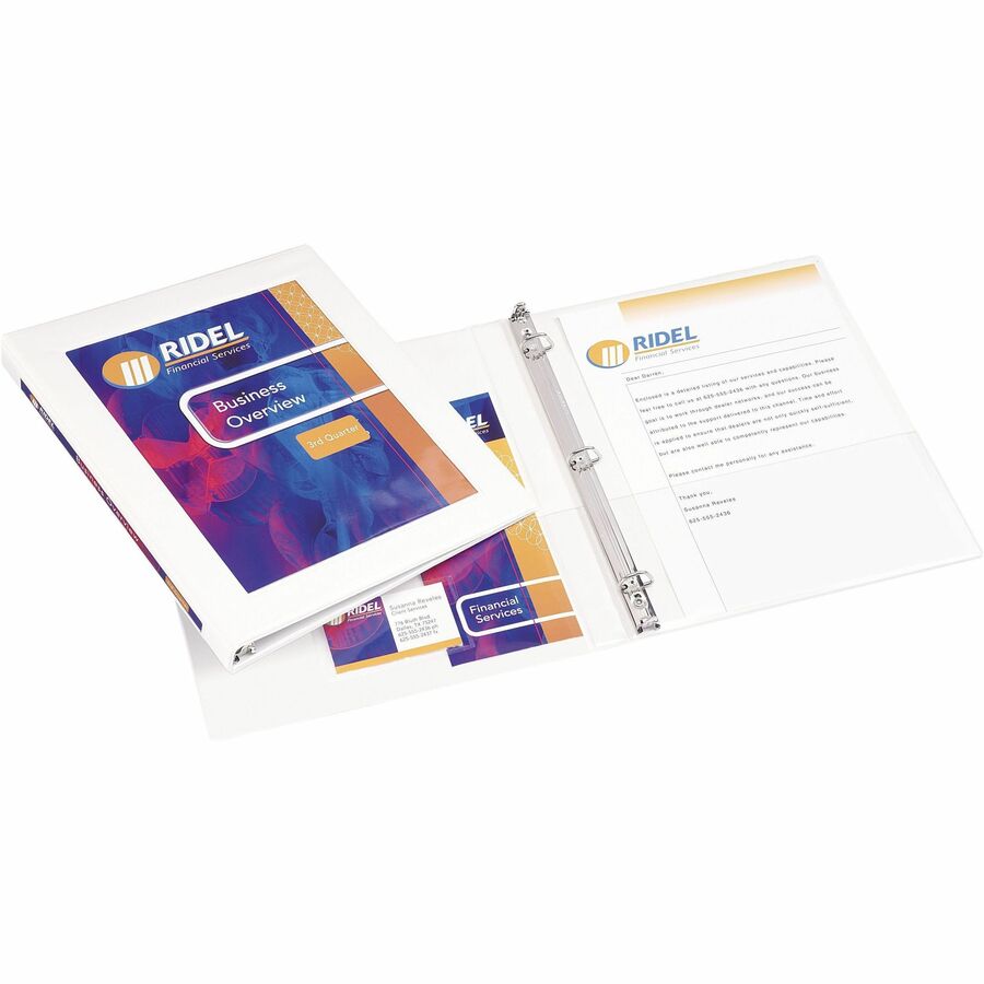 Avery® Heavy-Duty Framed View 3-Ring Binder - 1/2" Binder Capacity - Letter - 8 1/2" x 11" Sheet Size - 135 Sheet Capacity - 3 x Slant Ring Fastener(s) - 2 Pocket(s) - Vinyl - Recycled - Pocket, Heavy Duty, Business Card Holder, Gap-free Ring - 1 Each