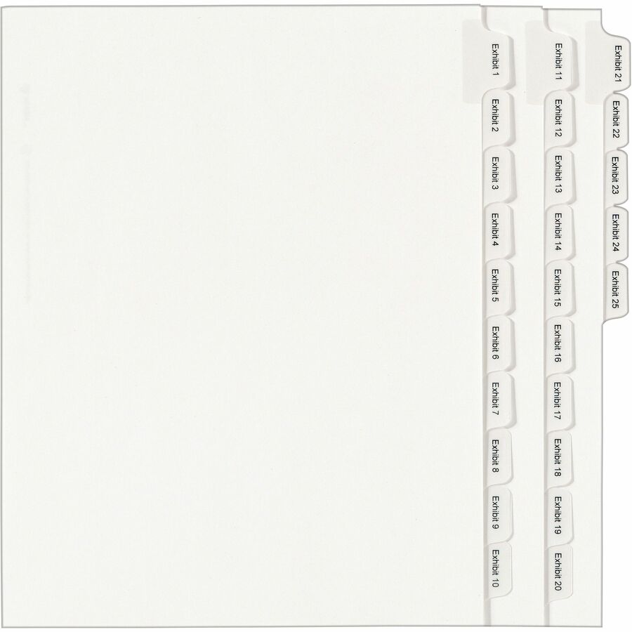 Avery® Index Divider - 1 x Divider(s) - Side Tab(s) - Exhibit 1-25 - 25 Tab(s)/Set - 8.5" Divider Width x 11" Divider Length - Letter - 8.50" Width x 11" Length - White Paper Divider - White Tab(s) - 1