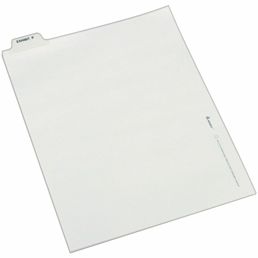 Avery® Individual Bottom Tab Legal Dividers - 25 x Divider(s) - Bottom Tab(s) - Exhibit P - 1 Tab(s)/Set - 8.5" Divider Width x 11" Divider Length - Letter - 8.50" Width x 11" Length - White Paper Divider - 1