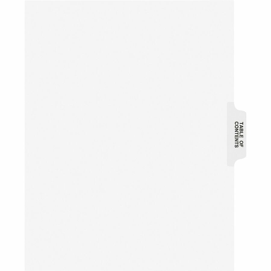 Avery® Individual Legal Exhibit Dividers - Avery Style - Unpunched - 25 x Divider(s) - 25 Printed Tab(s) - Message - Table of Contents - 25 Tab(s)/Set - 8.5" Divider Width x 11" Divider Length - Letter - White Paper Divider - Clear Tab(s) - 25 / Set