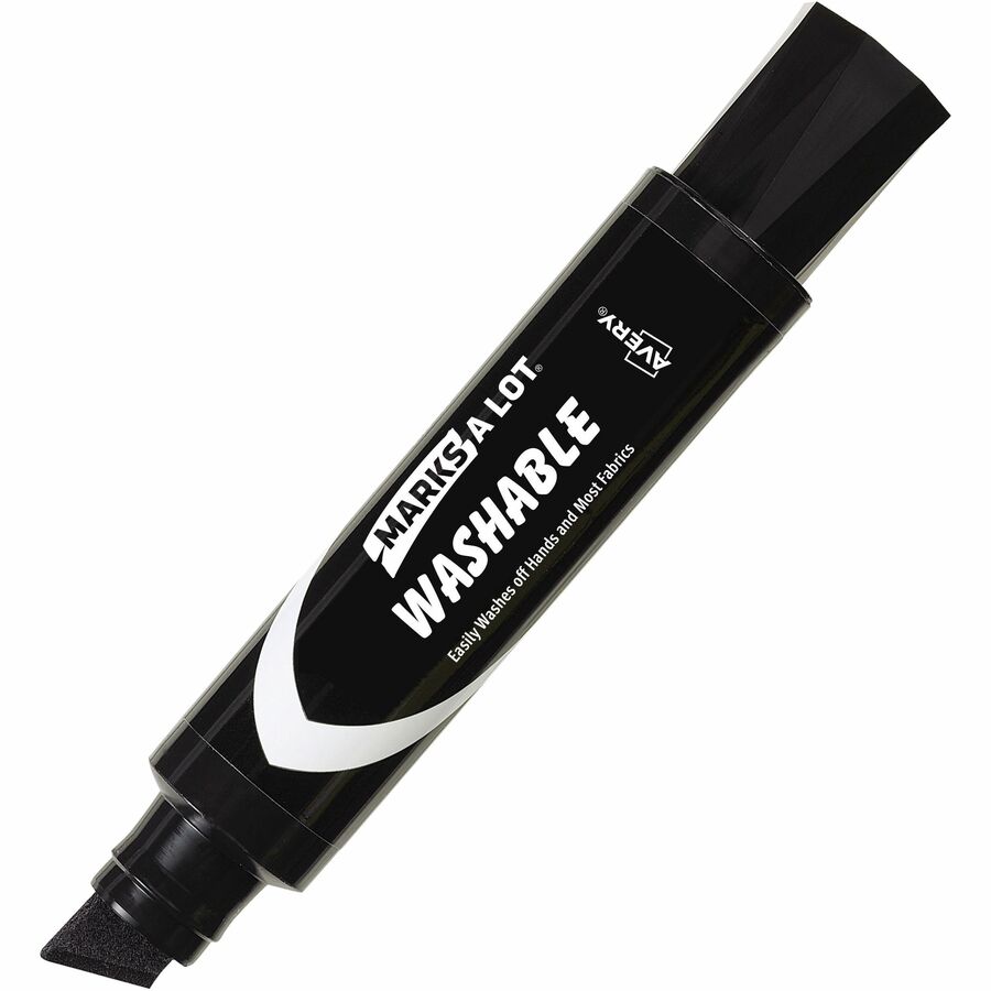 Avery® Marks A Lot Jumbo Washable Marker - Chisel Marker Point Style - Black Water Based Ink - Black Barrel - 1 Each