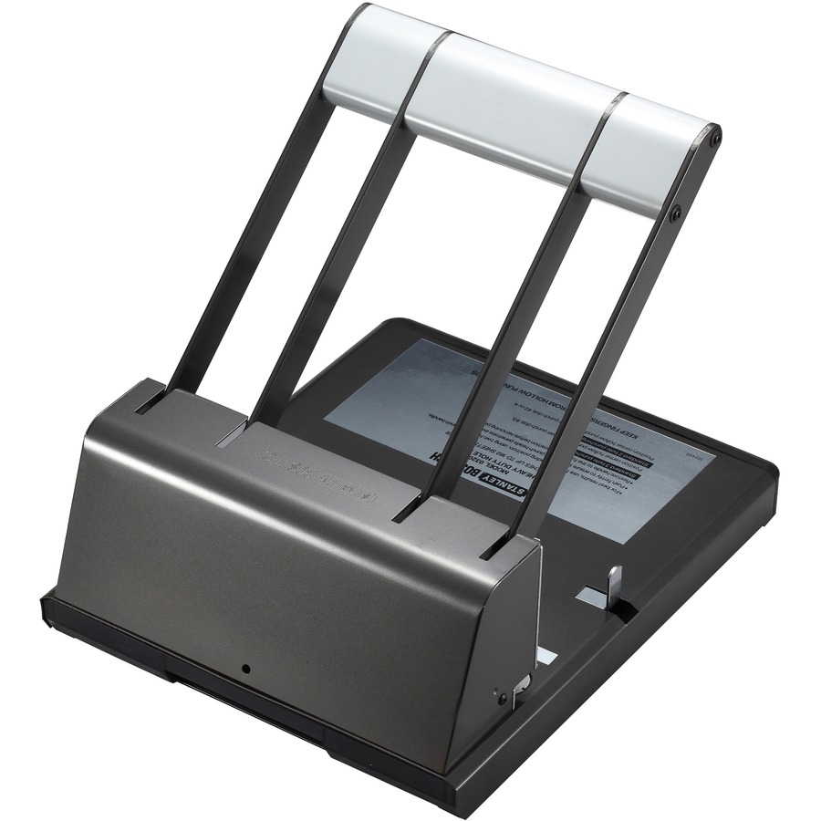 Bostitch Antimicrobial Adjustable Hole Punch - 3 Punch Head(s) - 160 Sheet of 20lb Paper - 9/32" Punch Size - Round Shape - 15" x 6" - Black, Silver