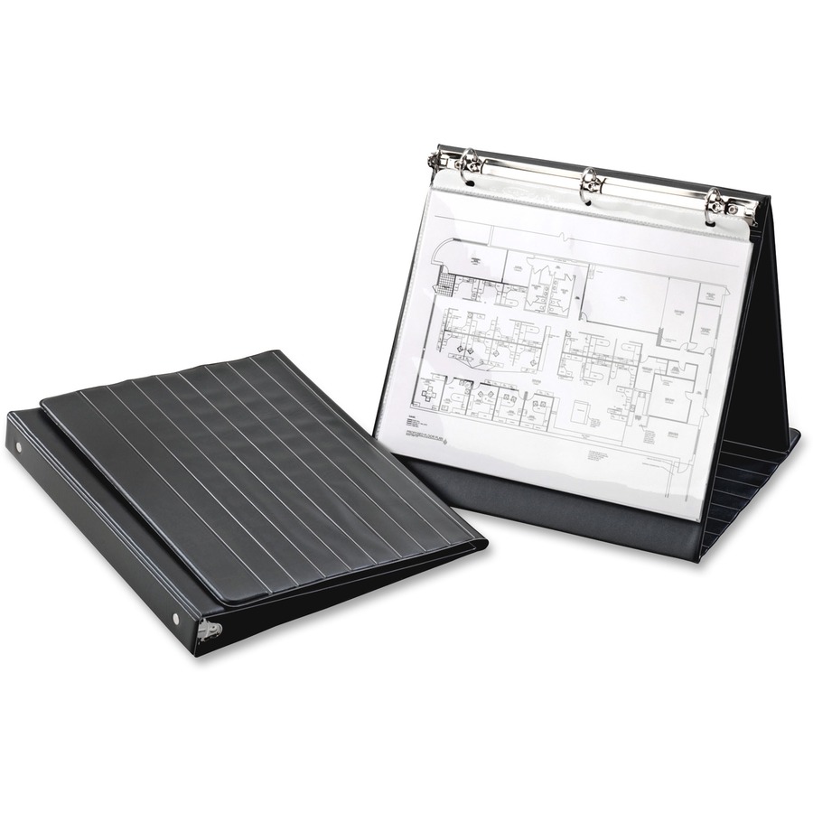 Cardinal Presentation Easel Round Ring Binders - 1" Binder Capacity - Letter - 8 1/2" x 11" Sheet Size - 225 Sheet Capacity - 3 x Round Ring Fastener(s) - Vinyl - Black - 1.04 lb - Hook & Loop Closure - 1 Each