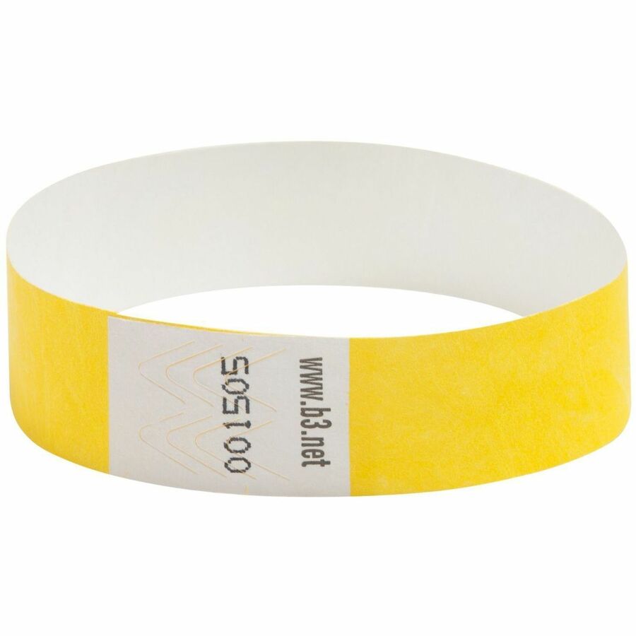 SICURIX Standard Dupont Tyvek Security Wristband - 100 / Pack - 0.8" Height x 10" Width Length - Yellow - Tyvek