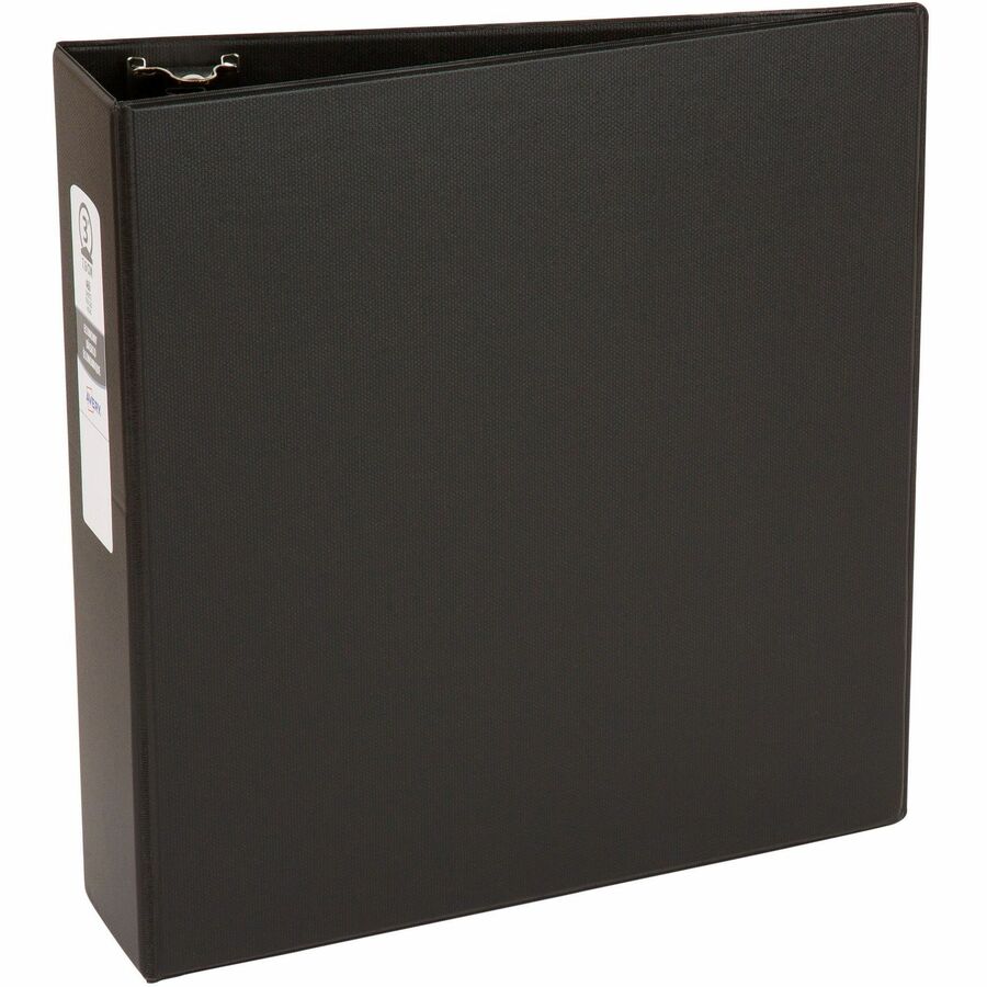 Avery® Economy Binder - 3" Binder Capacity - Letter - 8 1/2" x 11" Sheet Size - 460 Sheet Capacity - 3 x Round Ring Fastener(s) - 2 Internal Pocket(s) - Vinyl - Black - 1.75 lb - Recycled - Label Holder, Exposed Rivet, Non Locking Mechanism - 1 Each