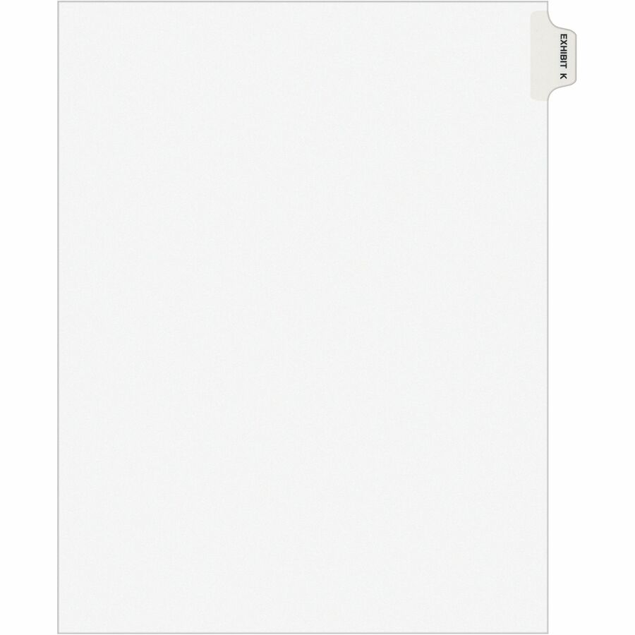 Avery® Individual Legal Exhibit Dividers - Avery Style - 1 Printed Tab(s) - Character - K - 8.5" Divider Width x 11" Divider Length - Letter - White Paper Divider - Paper Tab(s) - 25 / Pack
