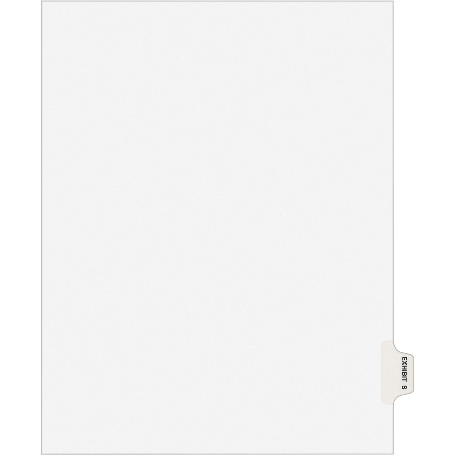 Avery® Individual Legal Exhibit Dividers - Avery Style - 1 Printed Tab(s) - Character - S - 8.5" Divider Width x 11" Divider Length - Letter - White Paper Divider - Paper Tab(s) - 25 / Pack