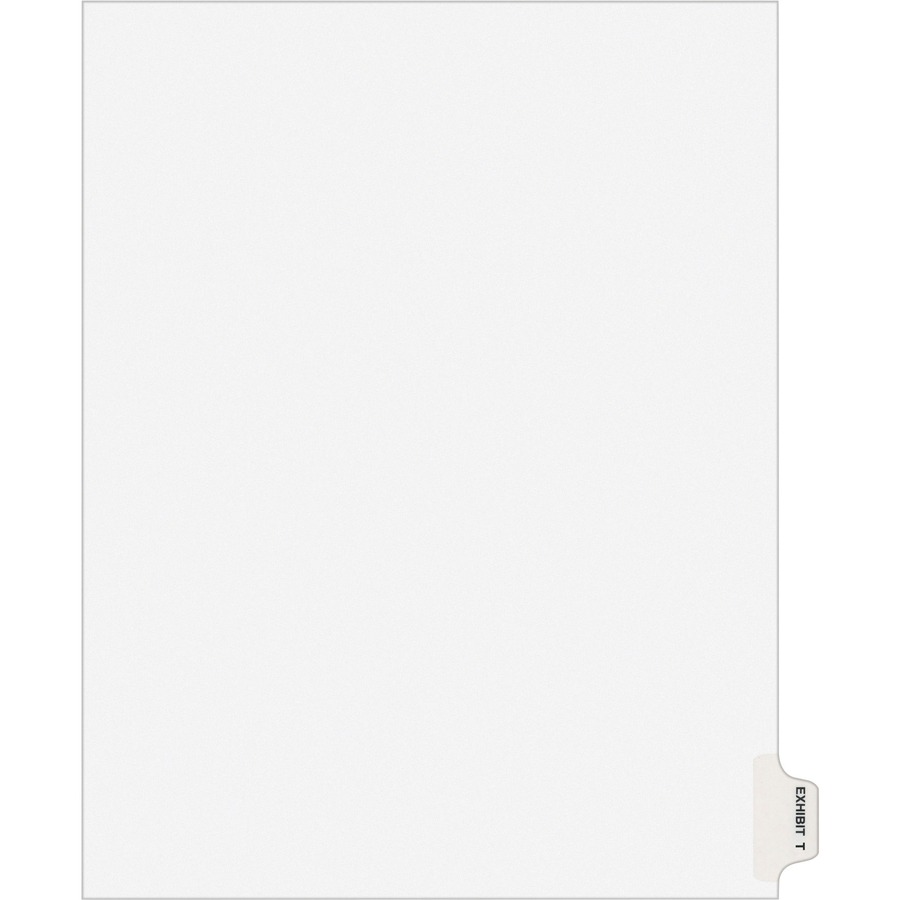 Avery® Individual Legal Exhibit Dividers - Avery Style - 1 Printed Tab(s) - Character - T - 8.5" Divider Width x 11" Divider Length - Letter - White Paper Divider - Paper Tab(s) - 25 / Pack