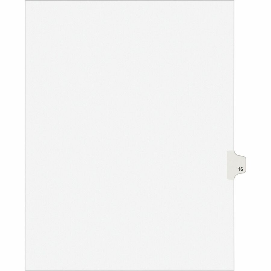Avery® Individual Legal Exhibit Dividers - Avery Style - 1 Printed Tab(s) - Digit - 16 - 1 Tab(s)/Set - 8.5" Divider Width x 11" Divider Length - Letter - White Paper Divider - Paper Tab(s) - 25 / Pack