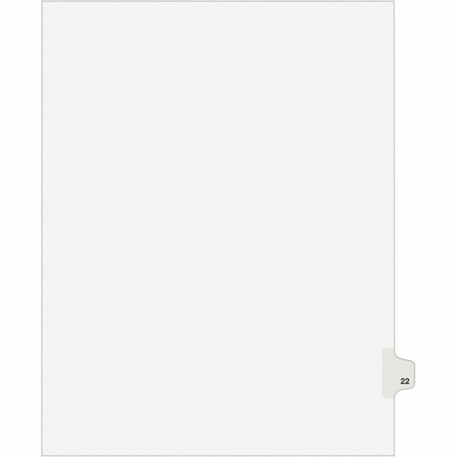 Avery® Individual Legal Exhibit Dividers - Avery Style - 1 Printed Tab(s) - Digit - 22 - 1 Tab(s)/Set - 8.5" Divider Width x 11" Divider Length - Letter - White Paper Divider - Paper Tab(s) - 25 / Pack