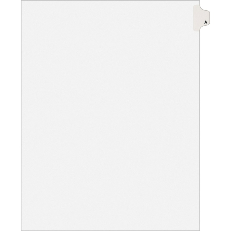 Avery® Individual Legal Exhibit Dividers - Avery Style - 25 x Divider(s) - Printed Tab(s) - Character - A - 1 Tab(s)/Set - 8.5" Divider Width x 11" Divider Length - Letter - White Paper Divider - White Tab(s) - 25 / Pack