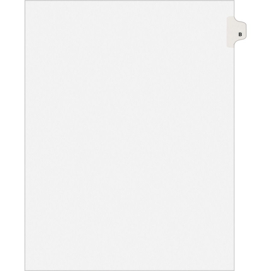 Avery® Individual Legal Exhibit Dividers - Avery Style - 25 x Divider(s) - Printed Tab(s) - Character - B - 1 Tab(s)/Set - 8.5" Divider Width x 11" Divider Length - Letter - White Paper Divider - White Tab(s) - 25 / Pack