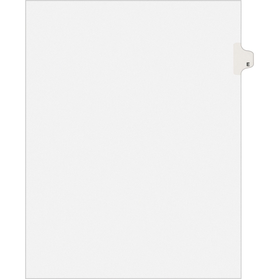 Avery® Individual Legal Exhibit Dividers - Avery Style - 25 x Divider(s) - Printed Tab(s) - Character - E - 1 Tab(s)/Set - 8.5" Divider Width x 11" Divider Length - Letter - White Paper Divider - White Tab(s) - 25 / Pack