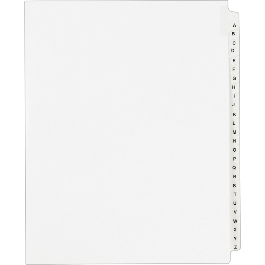 Avery® Standard Collated Legal Exhibit Divider Sets - Avery Style - 25 x Divider(s) - Printed Tab(s) - Character - A-Z - 26 Tab(s)/Set - 8.5" Divider Width x 11" Divider Length - Letter - White Paper Divider - White Tab(s) - 26 / Set