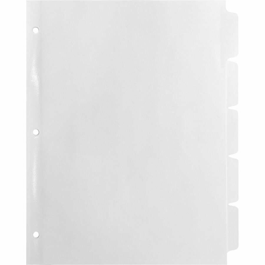 Business Source Punched Laser Index Dividers - 5 Blank Tab(s) - 8.5" Divider Width x 11" Divider Length - Letter - 3 Hole Punched - White Paper Divider - White Tab(s) - 25 / Box