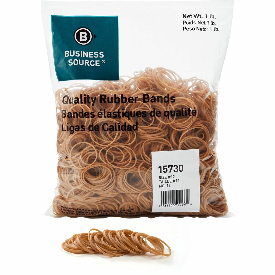 Business Source Quality Rubber Bands - Size: #12 - 1.8" Length x 0.1" Width - Sustainable - 2500 / Pack - Rubber - Crepe