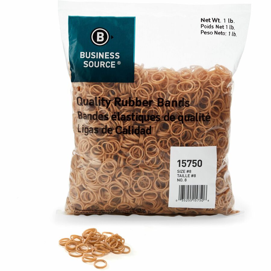 Business Source Quality Rubber Bands - Size: #8 - 0.9" Length x 0.1" Width - Sustainable - 5200 / Pack - Rubber - Crepe