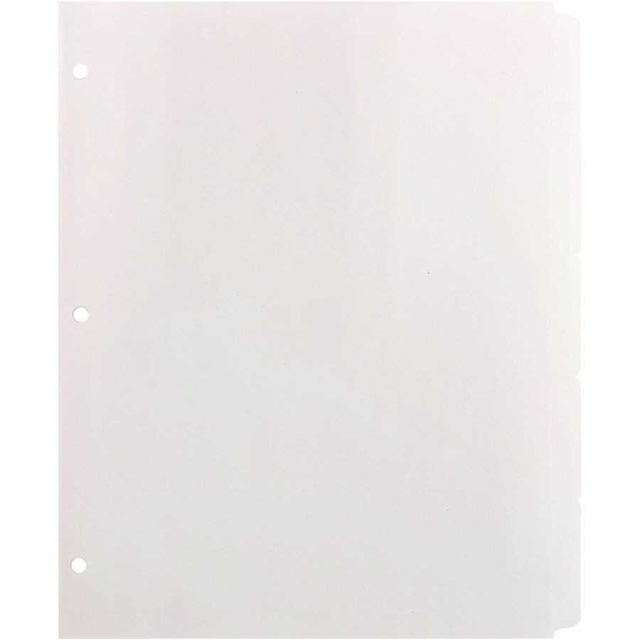 Business Source Reinforced Hole Punched Indexes - 5 Write-on Tab(s) - 3 Hole Punched - White Divider - 36 / Box