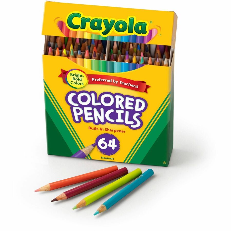 Crayola Colored Pencils - HB Lead - 3.3 mm Lead Diameter - Assorted Lead - Assorted Wood Barrel - 64 / Set