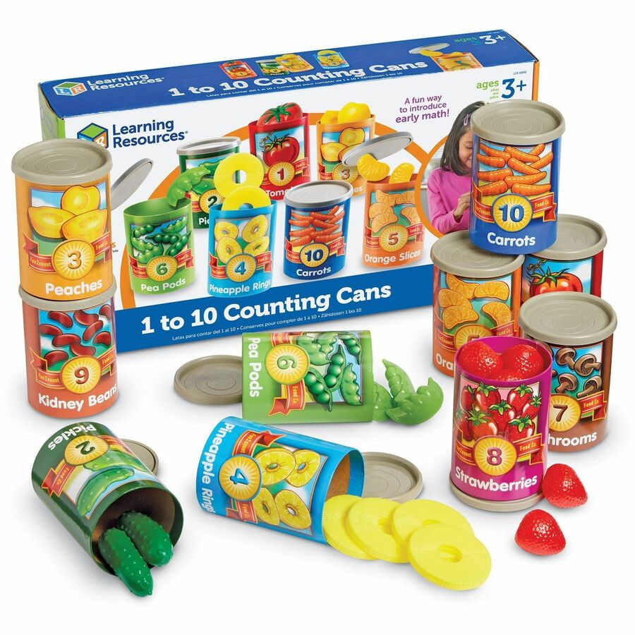 Learning Resources 1-10 Counting Cans Set - Theme/Subject: Learning - Skill Learning: Counting, Number, Sorting, Vocabulary, Motor Skills, Mathematics - 3 Year - 55 Pieces