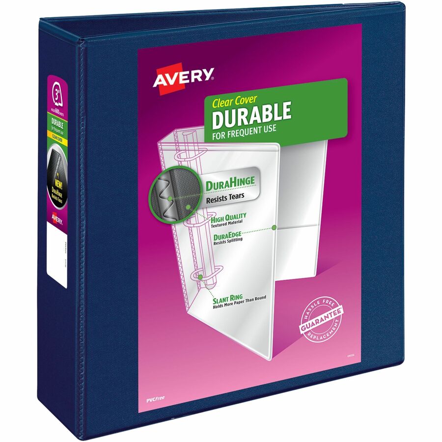 Avery® Durable View 3 Ring Binder - 3" Binder Capacity - Letter - 8 1/2" x 11" Sheet Size - 635 Sheet Capacity - 3 x Slant Ring Fastener(s) - 2 Pocket(s) - Polypropylene - Recycled - Pocket, Durable, Tear Resistant, Flexible, Split Resistant, Sturdy - 1 Each