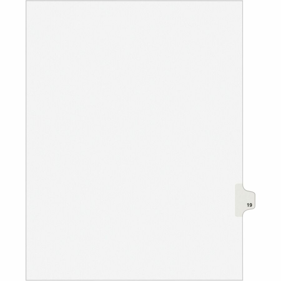Avery® Individual Legal Exhibit Dividers - Avery Style - 1 Printed Tab(s) - Digit - 19 - 1 Tab(s)/Set - 8.5" Divider Width x 11" Divider Length - Letter - White Paper Divider - Paper Tab(s) - 25 / Pack