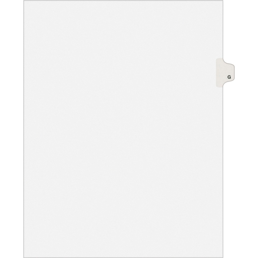 Avery® Individual Legal Exhibit Dividers - Avery Style - 25 x Divider(s) - Printed Tab(s) - Character - G - 1 Tab(s)/Set - 8.5" Divider Width x 11" Divider Length - Letter - White Paper Divider - White Tab(s) - 25 / Pack
