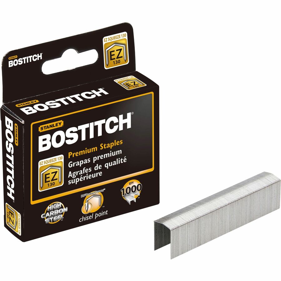 Bostitch EZ Squeeze 130 Premium Staples - 210 Per Strip - 13/16" Leg - 1/2" Crown - Holds 130 Sheet(s) - for Paper - Chisel Point - Steel Gray - High Carbon Steel - 2.4" Height x 2.9" Width0.8" Length - 1 / Box