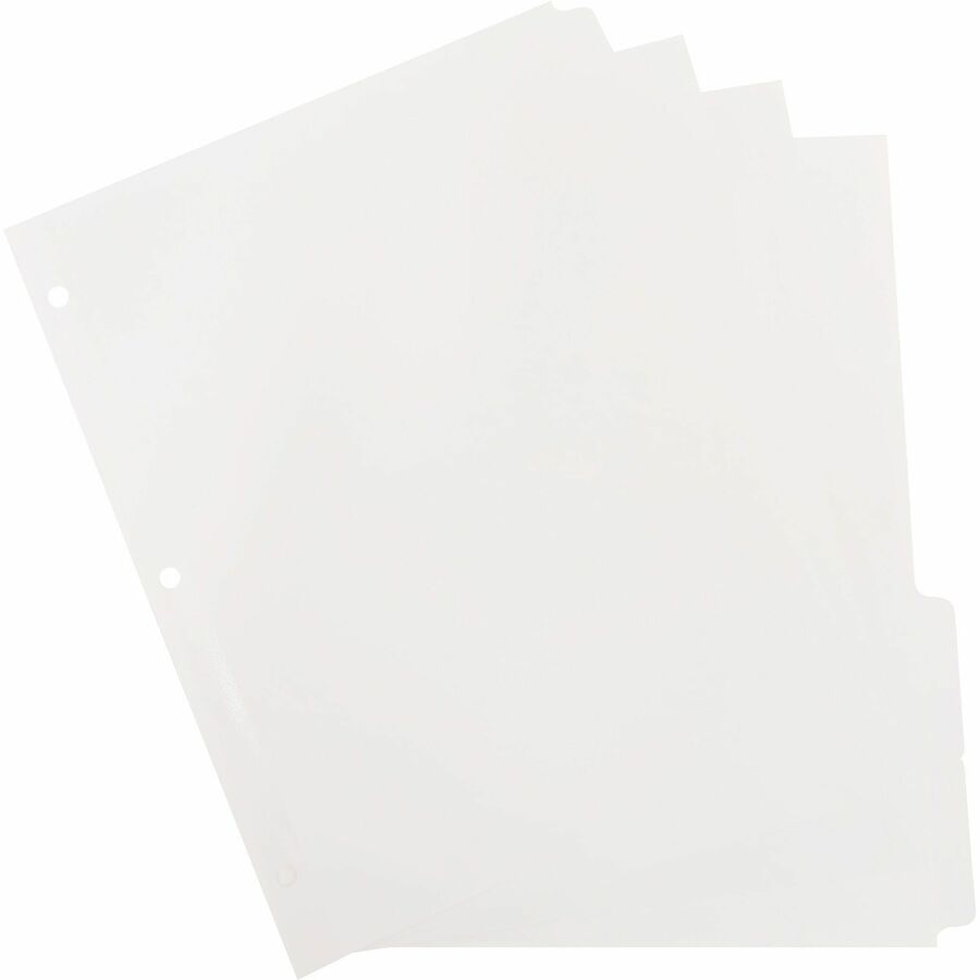 Business Source 3-Ring Plain Tab Indexes - 5 Write-on Tab(s)2" Tab Width - 8.5" Divider Width x 11" Divider Length - Letter - 3 Hole Punched - White Divider - 100 / Box