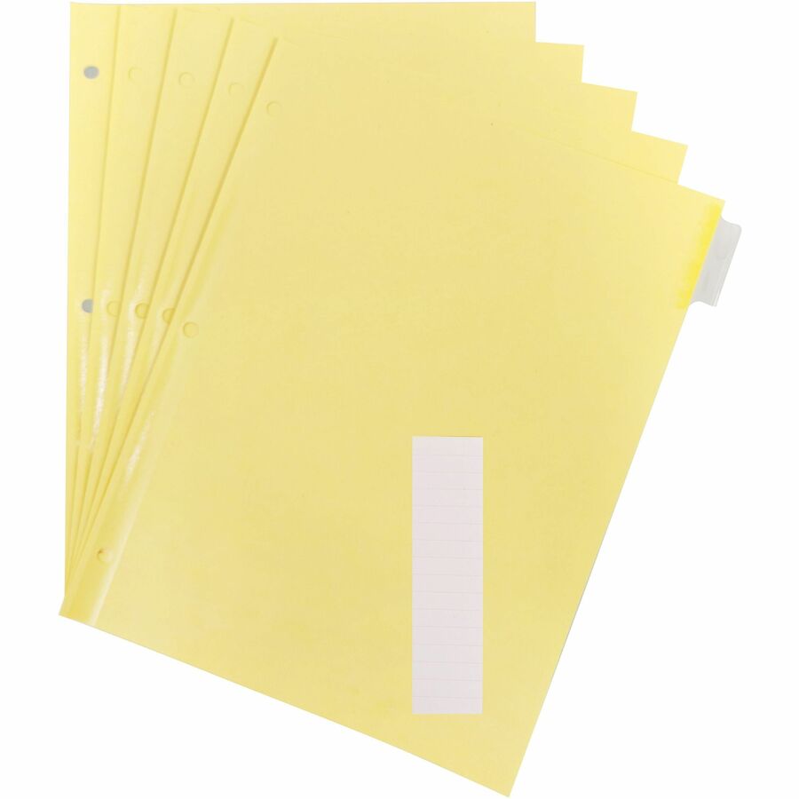Business Source Buff Stock Ring Binder Indexes - 8 x Divider(s) - 8 Tab(s)/Set1.25" Tab Width - 8.5" Divider Width x 11" Divider Length - Letter - 3 Hole Punched - Clear Buff Paper Divider - Clear Tab(s) - 8 / Set