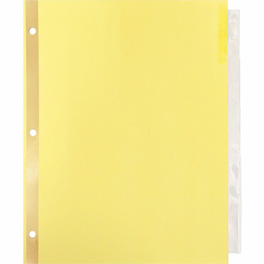Business Source Insertable 5-Tab Ring Binder Indexes - 5 x Divider(s) - 5 Tab(s)/Set2" Tab Width - 8.5" Divider Width x 11" Divider Length - Letter - 3 Hole Punched - Buff Divider - Clear Tab(s) - 5 / Set