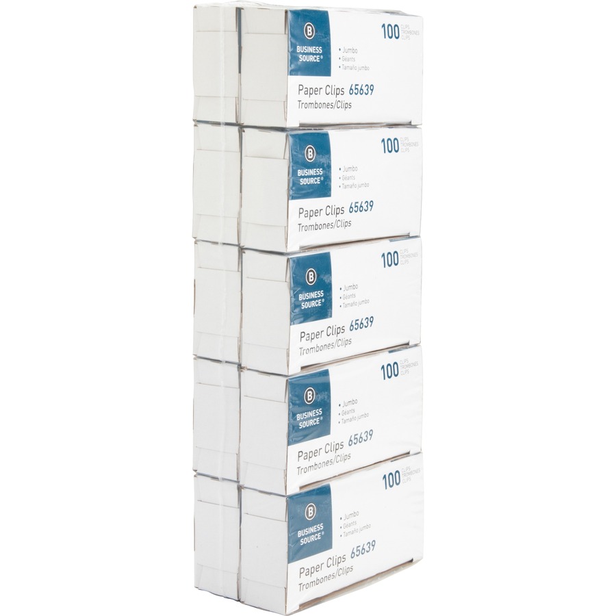 Business Source Paper Clips - Jumbo - 1000 / Pack - Silver - Steel