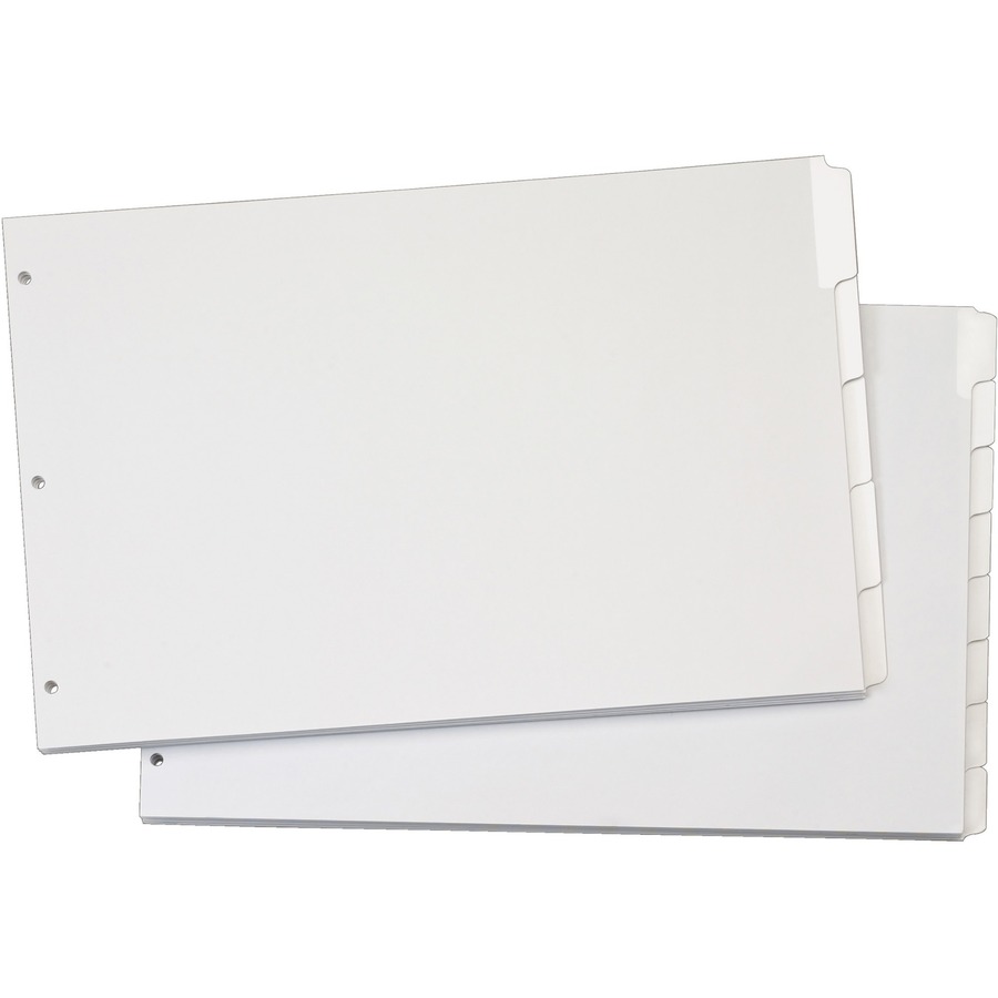 Cardinal Write 'n Erase Special Mylar Tab Dividers - 5 x Divider(s) - Write-on Tab(s) - 5 Tab(s)/Set - 17.5" Divider Width x 11.50" Divider Length - Tabloid - 11" Width x 17" Length - White Divider - White Tab(s) - 5 / Set