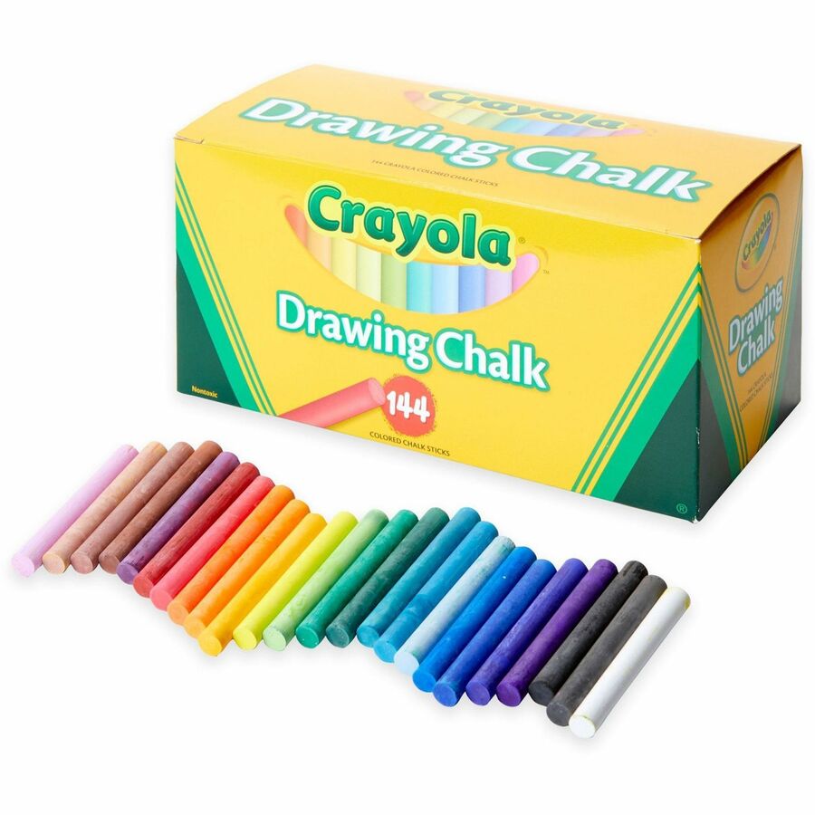 Crayola Colored Drawing Chalk Sticks - 3.2" Length - 0.4" Diameter - Assorted - 144 / Box
