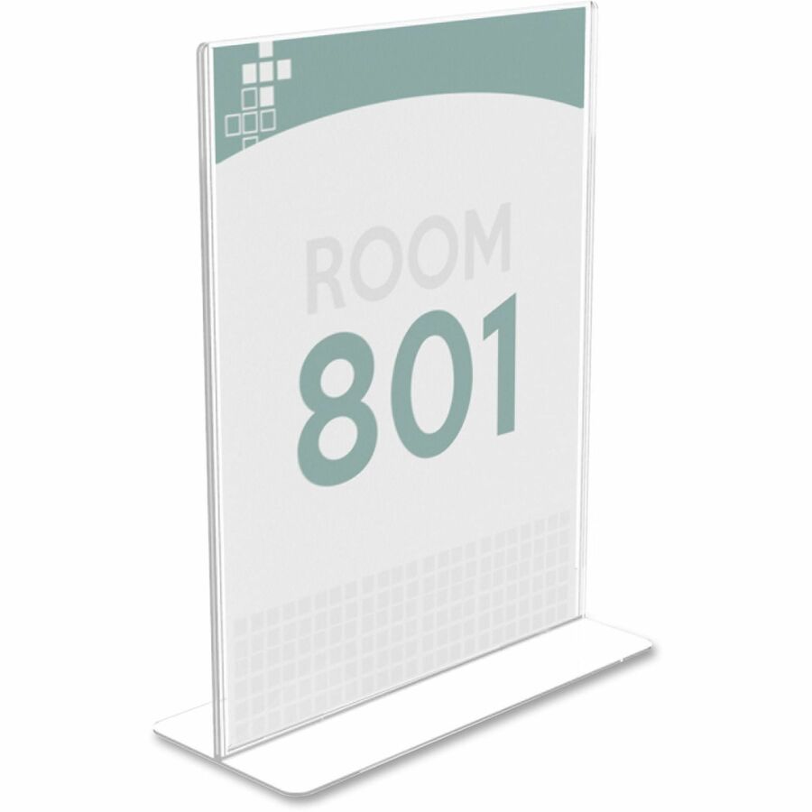 Deflecto Superior Image Double-Sided Sign Holder - Support 8.50" x 11" Media - Plastic - 1 Each - Clear