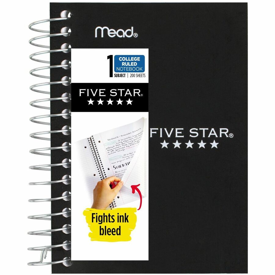 Mead Five Star Fat Lil' Wirebound Notebook - 200 Pages - Plain - Coilock - 4" x 5 1/2" - AssortedPoly Cover - Perforated, Durable Cover, Easy Tear - 1 Each