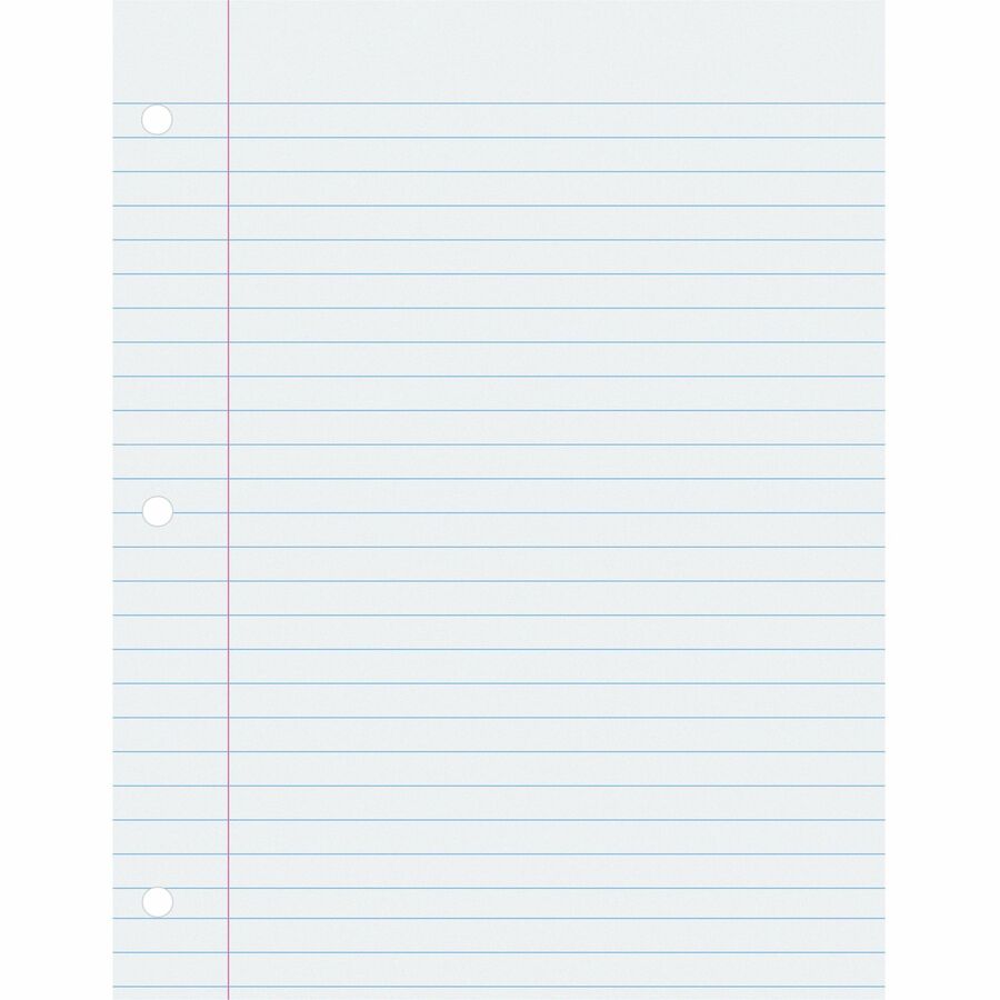 Pacon Ruled Composition Paper - Letter - 500 Sheets - Wide Ruled - 0.38" Ruled - Red Margin - Letter - 8 1/2" x 11" - White Paper - Hole-punched - 500 / Ream