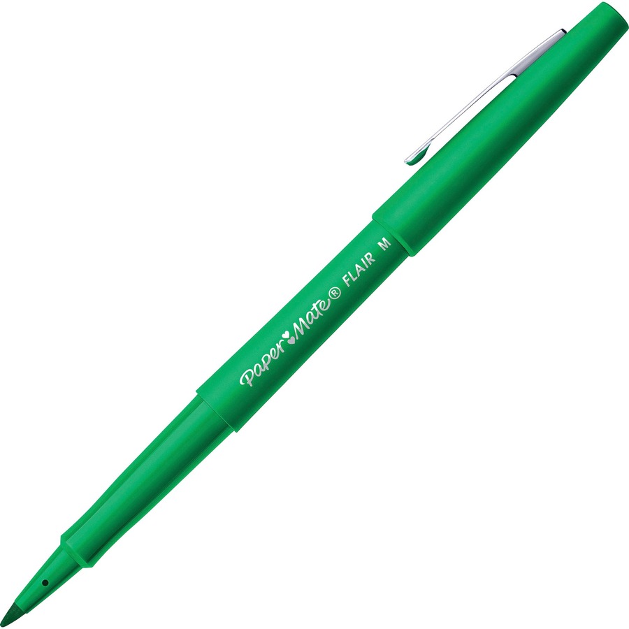 Paper Mate Flair Point Guard Felt Tip Marker Pens - Medium Pen Point - Green Water Based Ink - 1 Dozen