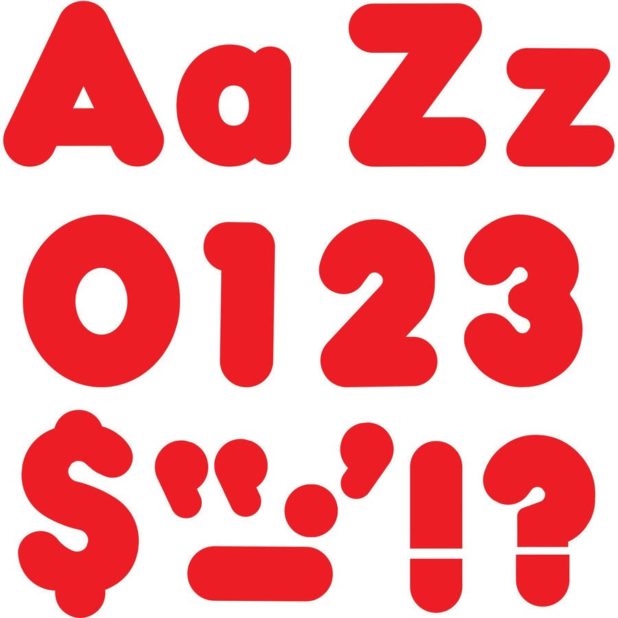 Trend Red 4" Casual Combo Ready Letters Set - 20 x Number, 82 x Lowercase Letters, 50 x Uppercase Letters, 29 x Punctuation Marks Shape - Casual Style - Fade Resistant, Reusable, Easy to Use, Durable - Red - 1 / Pack