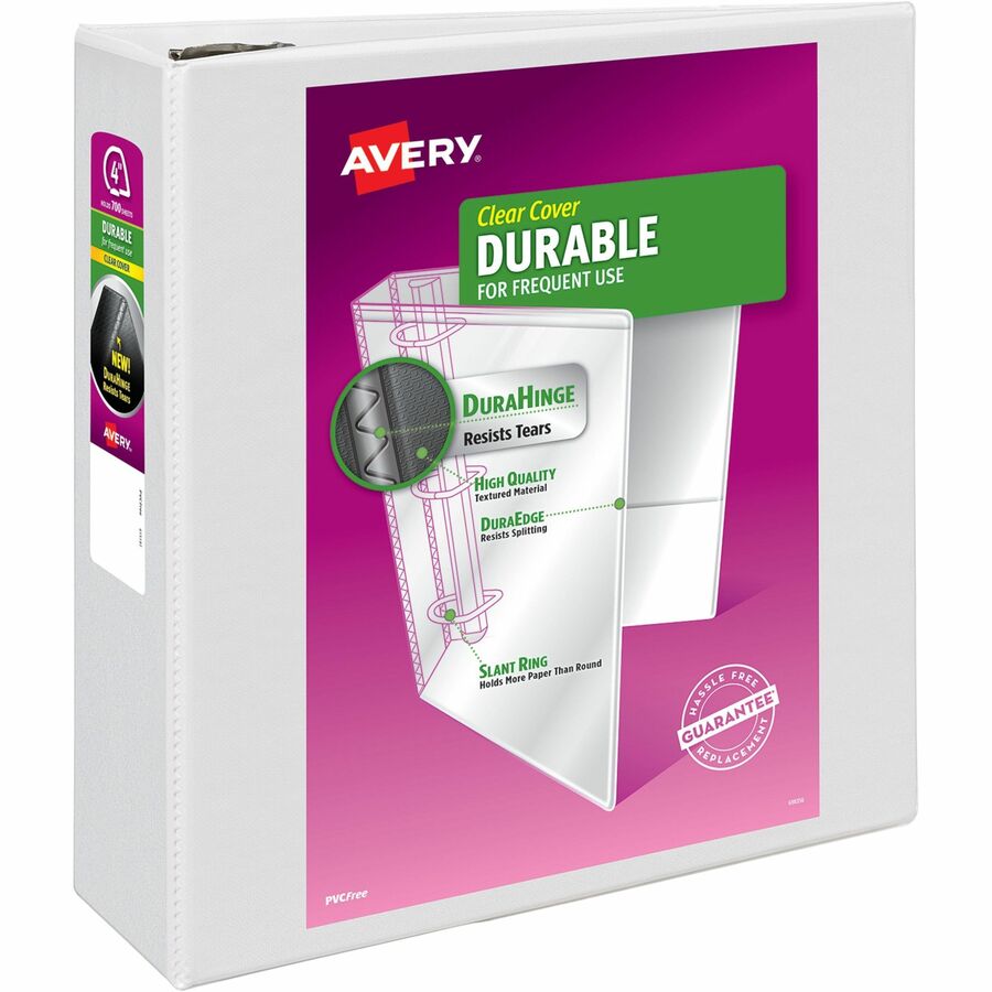 Avery® Durable View 3 Ring Binder - 4" Binder Capacity - Letter - 8 1/2" x 11" Sheet Size - 780 Sheet Capacity - 3 x D-Ring Fastener(s) - 4 Internal Pocket(s) - Polypropylene - Recycled - Pocket, Durable, Long Lasting, Tear Resistant, Split Resistant, Sturdy, Easy Insert Spine, Exposed Rivet, Gap-free Ring, Stacked Pocket - 1 Each