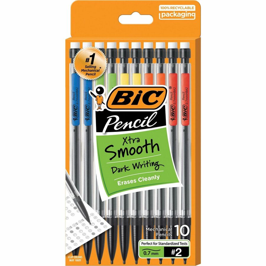 BIC Top Advance Mechanical Pencils - #2 Lead - 0.7 mm Lead Diameter - Assorted Barrel - 10 / Pack